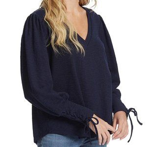 Jessica Simpson 3xl Women's Mercer Lace Up Sleeve Top - Maritime Blue